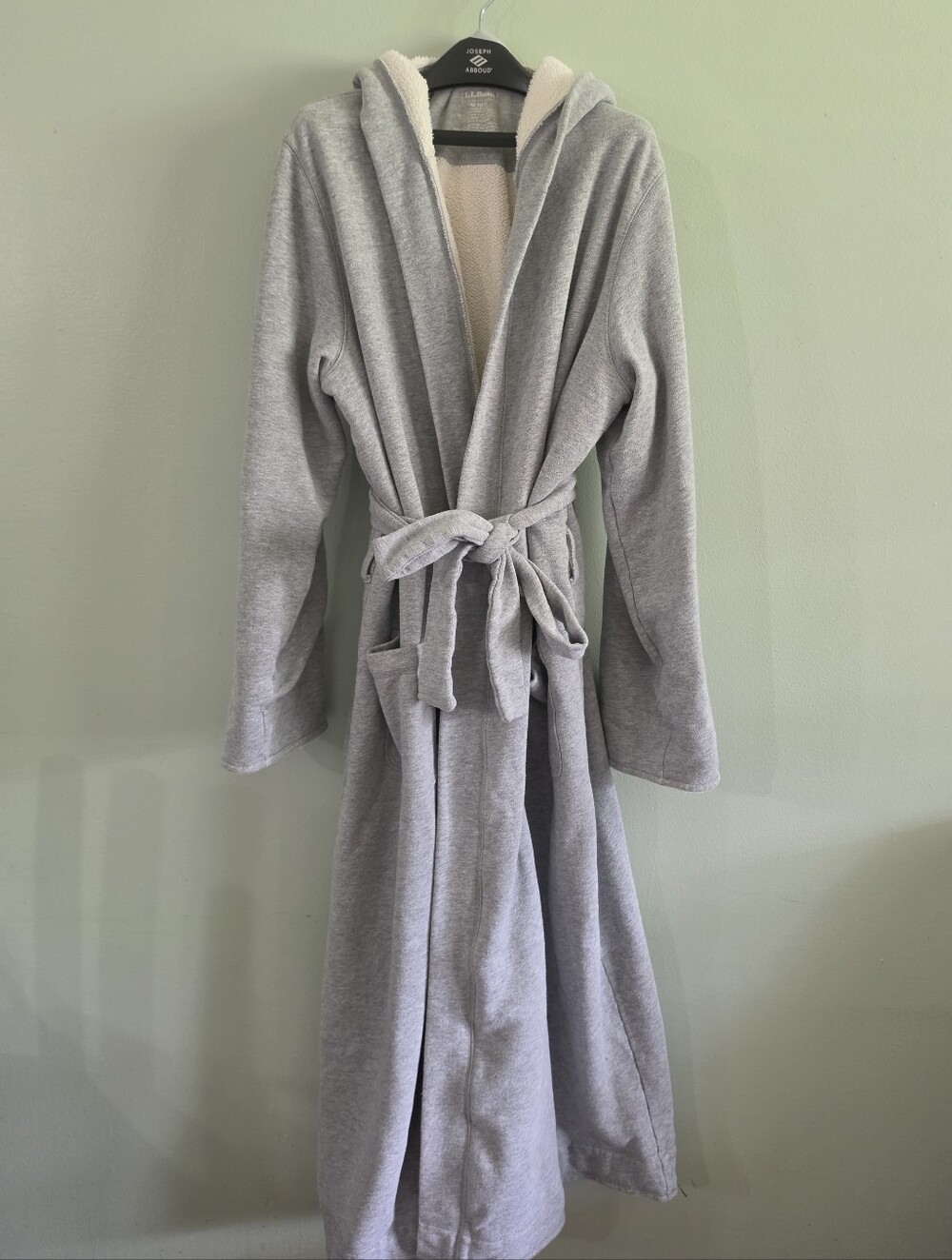 LL Bean Womens Sweatshirt Robe Hooded Sherpa Lined Gray Medium M Reg 272842 🧥✨